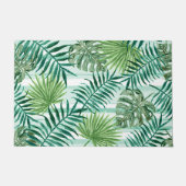 Paillasson Retro Chic Palm Vert Feuille Aquarelle Art (Devant)