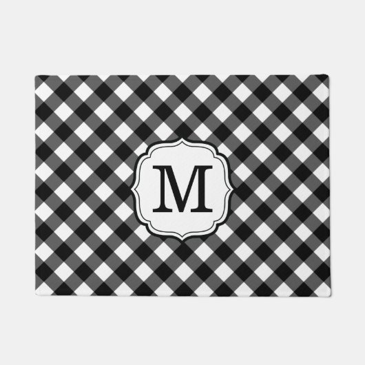 Paillasson Retro Elegant Personalized Gingham Door Mat (Devant)