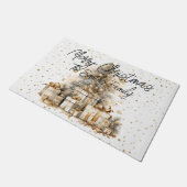 Paillasson Retro Gold Christmas Tree Nom de famille (Incliné)