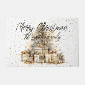 Paillasson Retro Gold Christmas Tree Nom de famille (Devant)