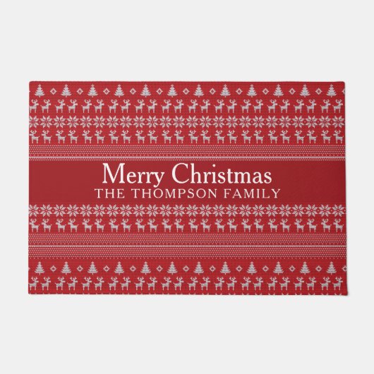 Paillasson Retro Red Reindeer Custom Joyeux Noël (Devant)