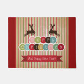 Paillasson Retro Reindeer Joyeux Noël Bonne année (Devant)