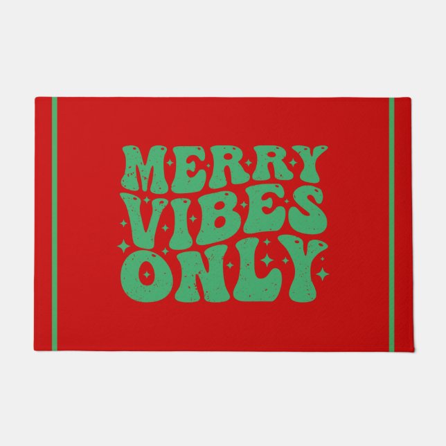 Paillasson Retro Rouge et Vert Merry Vibes Holiday (Devant)