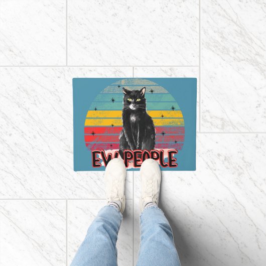 Paillasson Retro Vintage Chat Noir Ew (Intérieur)