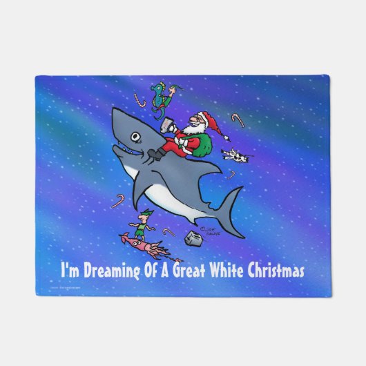 Paillasson Rêver D'Un Grand Requin Blanc Drôle Noël (Devant)