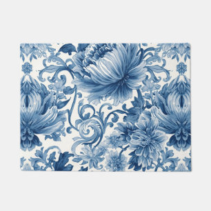 Paillasson Rêves bleus Chinoiserie Florale Aquarelle