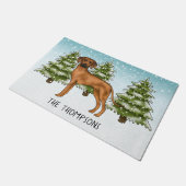 Paillasson Rhodesian Ridgeback Avec Nom Snowy Winter Forest (Incliné)