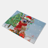 Paillasson Rhodesian Ridgeback Chien dans neige cadeau de Noë (Incliné)