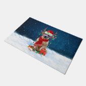 Paillasson Rhodesian Ridgeback Chien dans neige cadeau de Noë (Incliné)