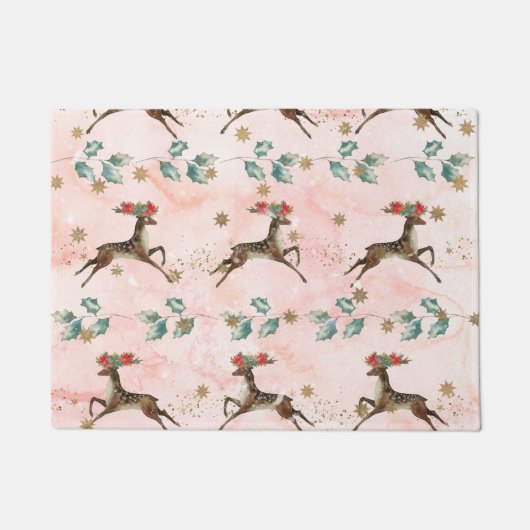 Paillasson Rindeer Avec Fleurs Dans Antlers Motif (Devant)