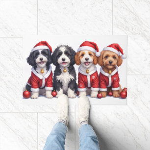 Paillasson Robe de Noël Bernedoodle Chapeau de Père Noël