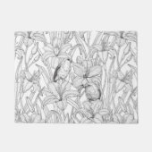 Paillasson Robins et fleurs de lys, noir et blanc (Devant)