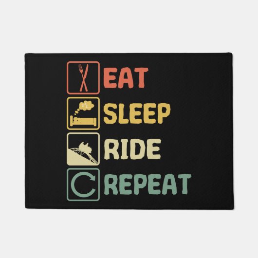 Paillasson Roler coaster Eat Sleep Ride Repeat Retro Funny (Devant)