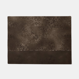 Paillasson Romance en bronze de minuit   Satiny Grunge Damask