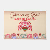 Paillasson Romantique Rainbow Cocktail Valentine Hearts Flora (Devant)