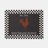 Paillasson Rooster rustique avec noir | Nom des chèques blanc (Devant)