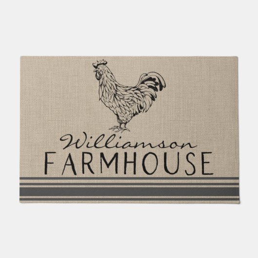 Paillasson Rooster Rustique Ferme Nom de famille Porte (Devant)