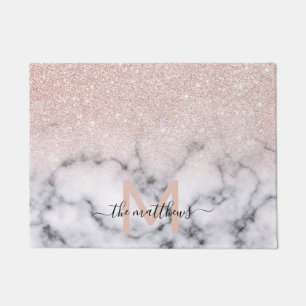 Paillasson Rose brillant Parties scintillant or  Marbre Ombre