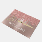 Paillasson Rose de cheveux gouttes d'or ciseau or de cheveux (Incliné)