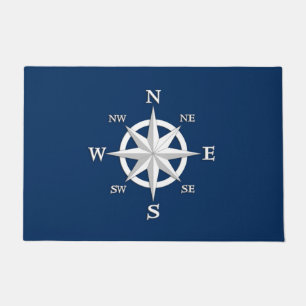 Paillasson Rose de Compass à huit points, bleu blanc et bleu