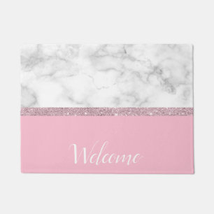 Paillasson Rose de marbre blanc de parties scintillantes