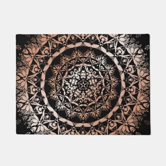 Paillasson Rose Gold Black Floral Mandala (Devant)
