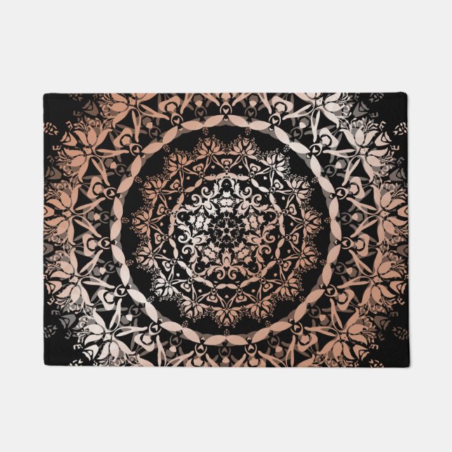 Paillasson Rose Gold Black Floral Mandala (Devant)