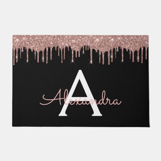 Paillasson Rose Gold - Blush Pink Black Parties scintillant N (Devant)