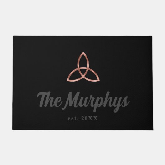 Paillasson Rose Gold Celtic Trinity Knot Irish Nom de famille (Devant)