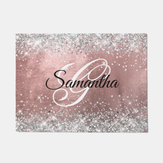 Paillasson Rose Gold Foil Parties scintillant Argent Fancy Mo (Devant)