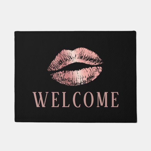 Paillasson Rose Gold Lips Imprimer Beauté Salon Bienvenue (Devant)