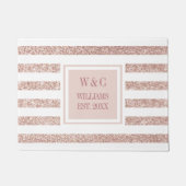 Paillasson Rose Gold Parties scintillant bande Monogramme Nom (Devant)