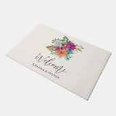 Paillasson Rose, Orange & Roses Blanches Accueil Floral (Incliné)