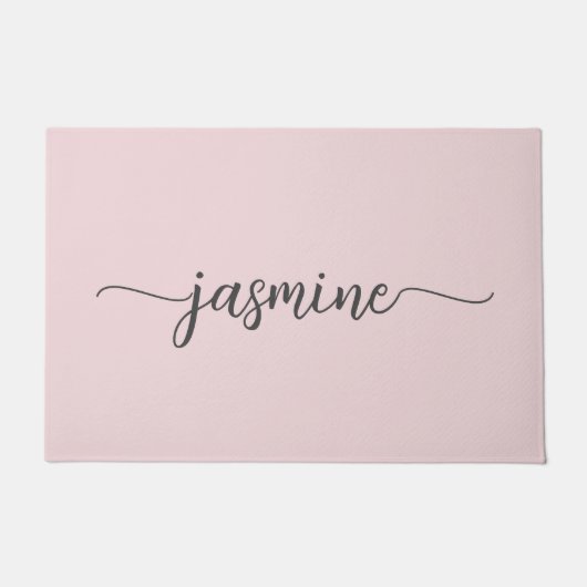 Paillasson Rose Pâle Simple Féminin Monogramme Personnalisé N (Devant)