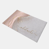 Paillasson Rose Parties scintillant or Monogramme Nom du scri (Incliné)