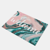Paillasson Rose Parties scintillant or rose Turquoise marbre  (Incliné)