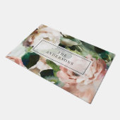 Paillasson Rose peony floral et feuillage eucalyptus élégant (Incliné)