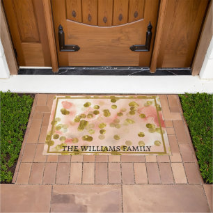 Paillasson Rose personnalisé et Motif Cercles Brown