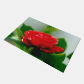 Paillasson Rose rouge de la passion couverte de gouttes de ro (Incliné)