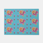 Paillasson Rose rouge Shabby Chic Aqua Turquoise Floral Flowe (Devant)