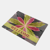 Paillasson Rose Vert Anthracite Fleur Fractale Bienvenue (Incliné)