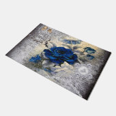 Paillasson Rose victorien bleu foncé Ephemera stylisé (Incliné)