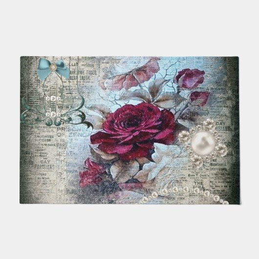 Paillasson Rose victorien Ephemera Stylisé (Devant)