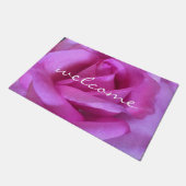Paillasson Rose violet Rose Fleur Photo Bold Bienvenue Script (Incliné)