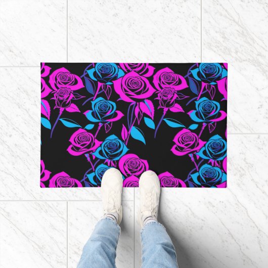 Paillasson Roses de couleur néon (Intérieur)