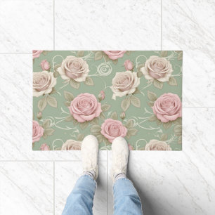 Paillasson Roses Inspirées de l'Art Nouveau dans des Teintes