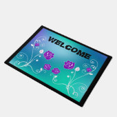 Paillasson Roses turquoise Et Violet (Incliné)