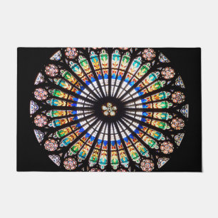 Paillasson rosette de la cathédrale en vitrail