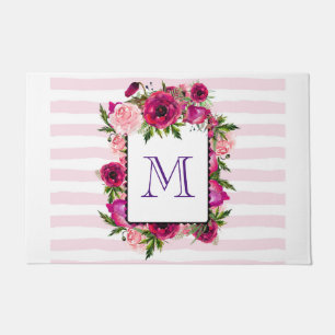 Paillasson Rosier rose et bouquet floral de crapaud
