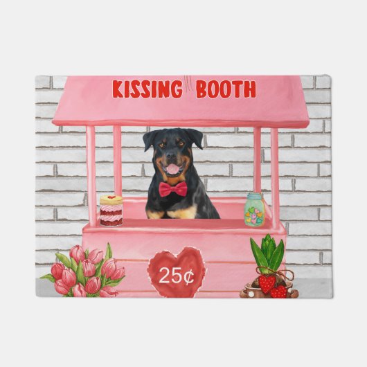 Paillasson Rottweiler Chien Valentine's Day Kissing Booth (Devant)
